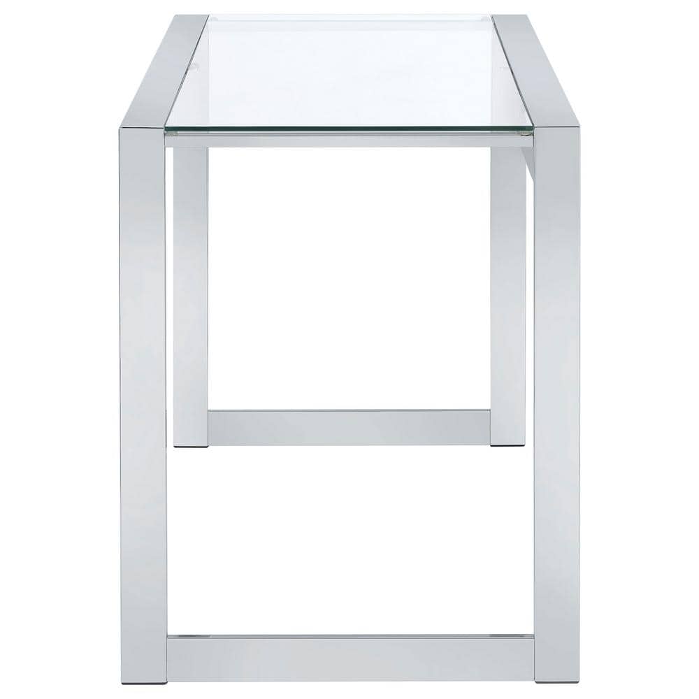 Hartford Contemporary 47'' Silver Glass Top Home Office Desk