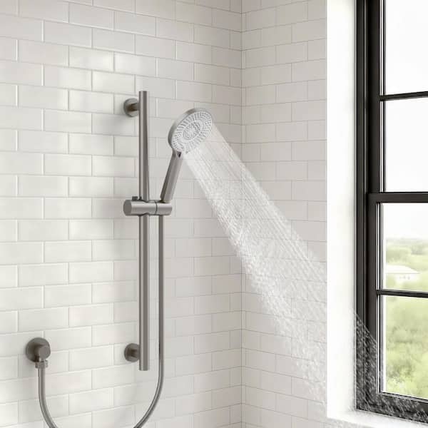 3-Spray Wall Bar Shower Kits 1.8 GPM with Handheld Shower in Brushed Nickel (Valve Included)