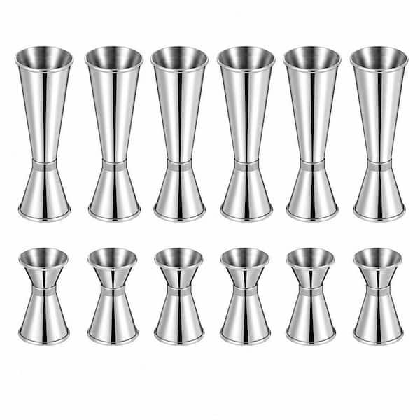 Wudkey 12-Piece Stainless Steel Cocktail Jigger Set 6-Piece 2 oz./1 oz. 6-Pieces 1 oz./0.5 oz. Double Jigger Bar Measuring Tool WZ6Z54_0