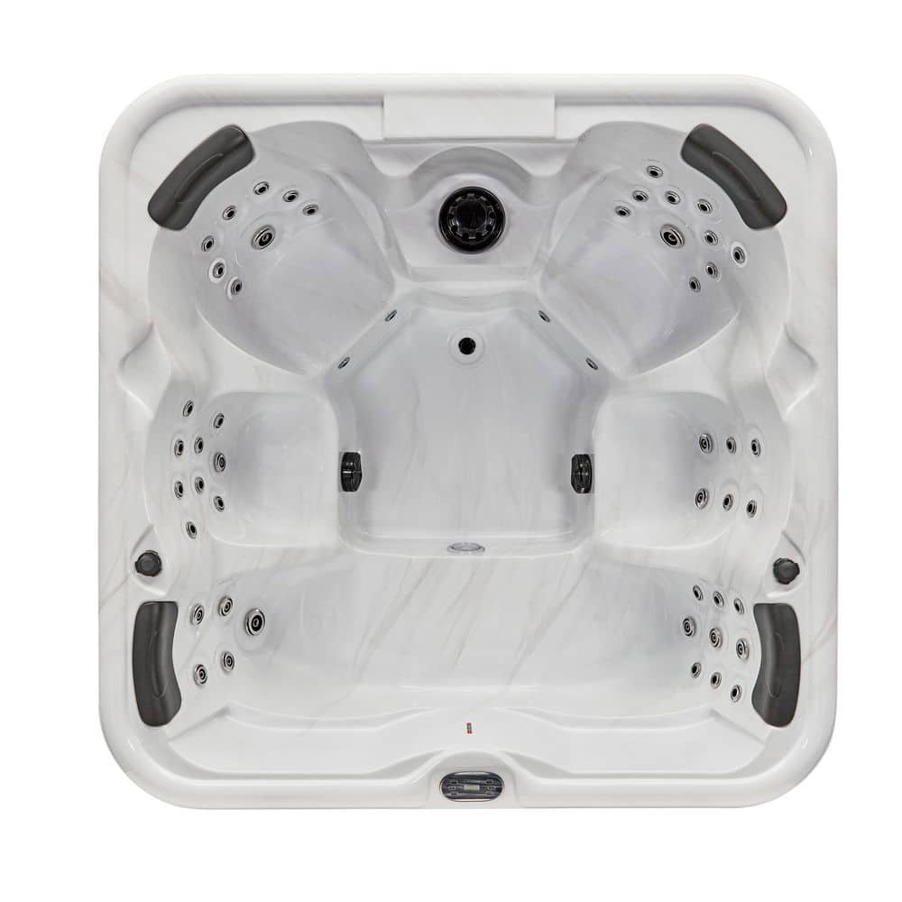 Gray Acrylic 6-Person Square Hot Tub with Ozonator