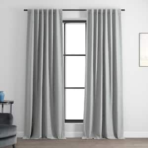 Vista Grey Bellino Textured Faux Linen Room Darkening Curtains For Bedroom (1-Panel), 50 in. W x 108 in. L