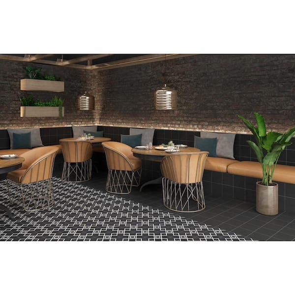 Roca Casablanca Black/White/Matte 8-in x 8-in Matte Ceramic Uniform Squares Patterned Floor and Wall Tile (12.7-sq. ft/ Carton) | CAHYD016-88