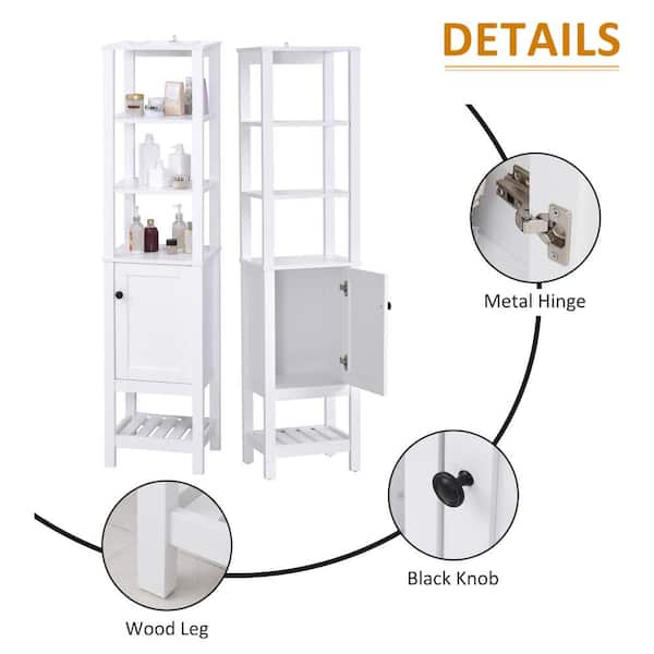 HOMCOM Over-The-Sink Bathroom Storage Organizer Cabinet with Mirrored Door and Multiple Shelves, White