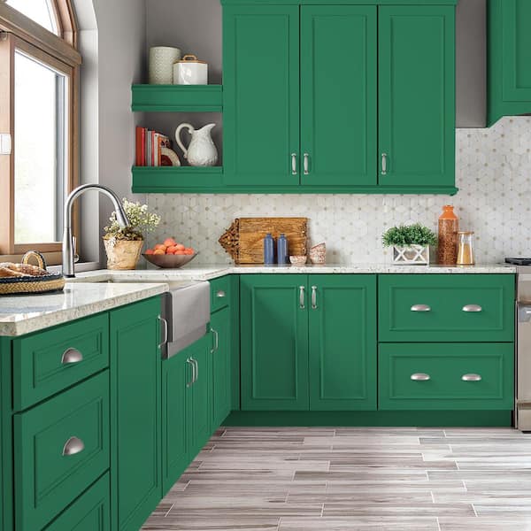 1 qt. #P420-6 Exquisite Emerald Satin Enamel Interior/Exterior Cabinet, Door & Trim Paint
