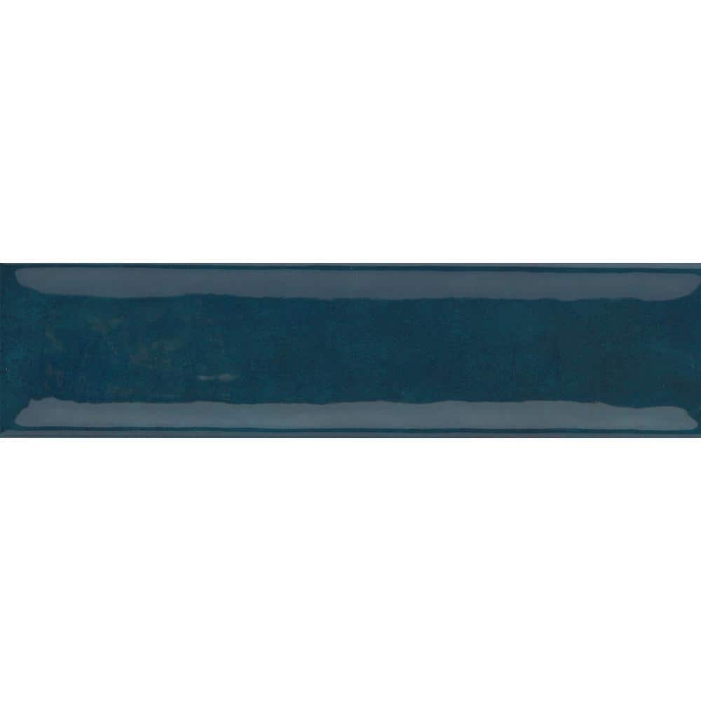 Raku Blue Glossy Ceramic Rectangular Wall Tile