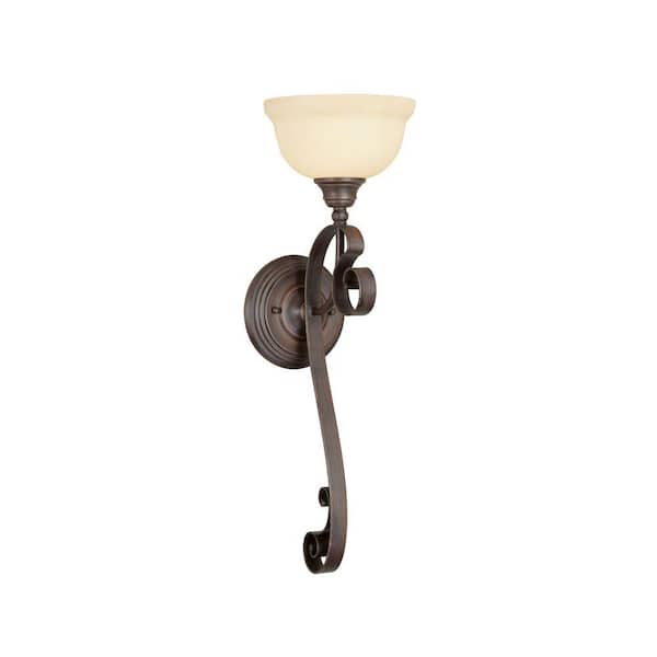 Livex Lighting 1-Light Imperial Bronze Wall Sconce with Vintage Scavo Glass Shade