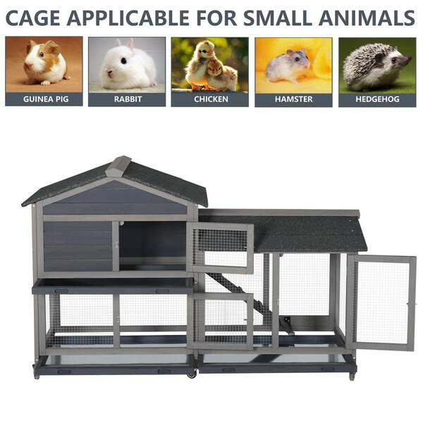 2-Tier Large Wooden Rabbit Hutch Bunny Guinea Pig Hen House Poultry Pet Cage New
