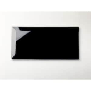 Black Diamond Beveled Subway 3 in. x 6 in. Glossy Glass Peel and Stick Wall Tile (11 sq. ft./Case)