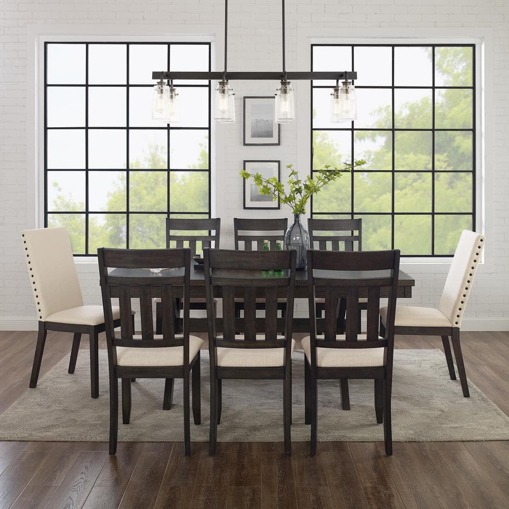 Hayden Slate and Cream 9-Piece Wood Dining Set