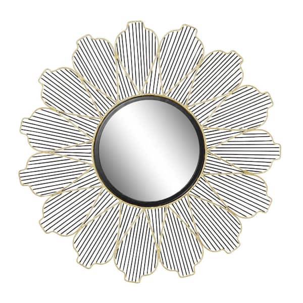 Litton Lane 29 in. x 29 in. Black Metal Contemporary Round Wall Mirror