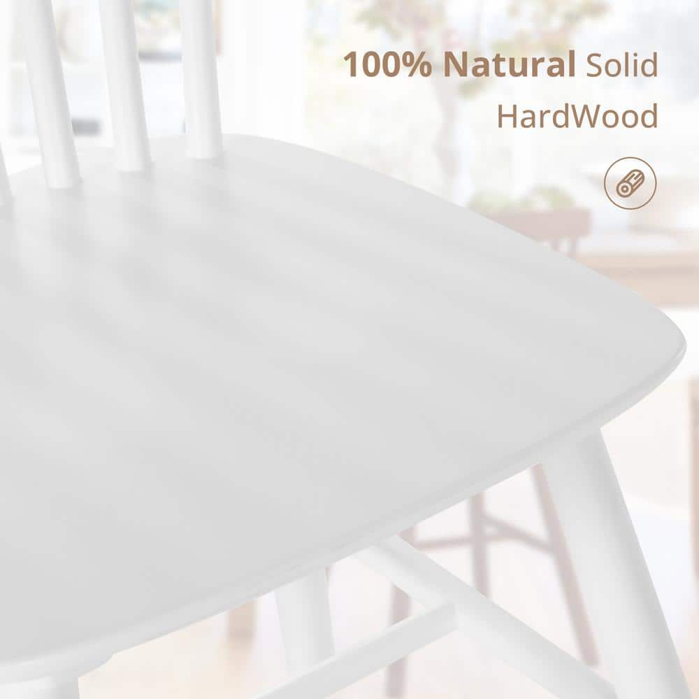 White High Back Windsor Wood Side Chairs, Set of 2