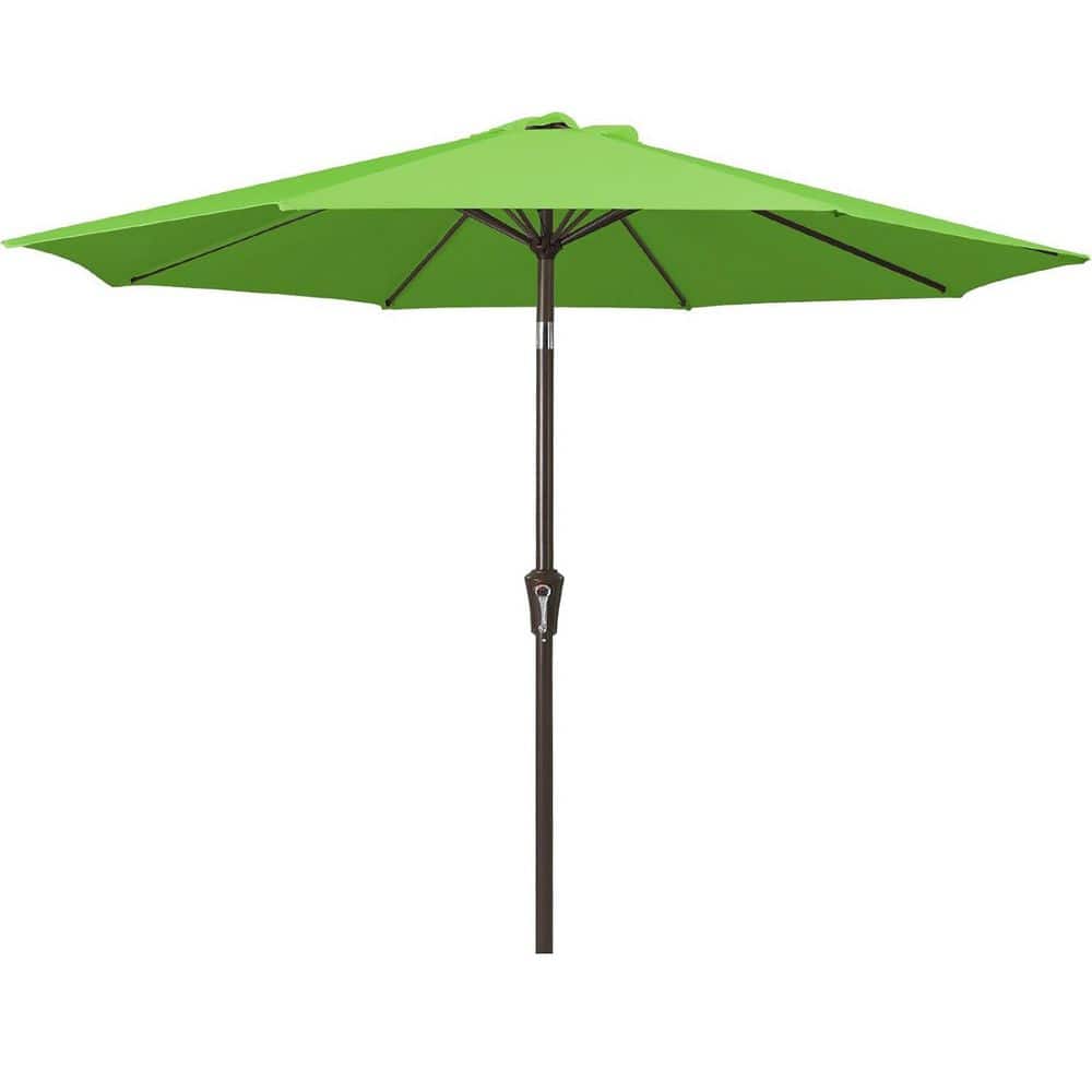 9 ft. Iron Market Tilt Patio Umbrella in Grass Green with Push Button Tilt