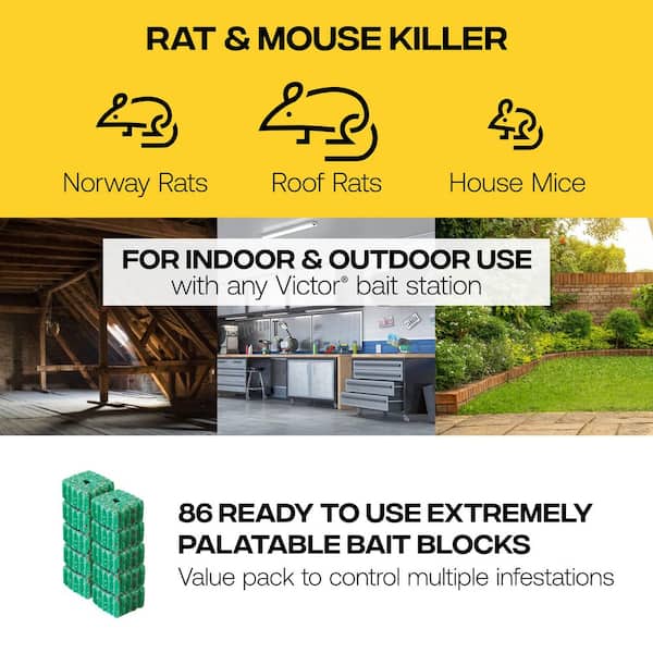 4LB Fast-Kill Heavy-Duty Easy-to-Use Rodenticide Bait Blocks - Includes 86 blocks