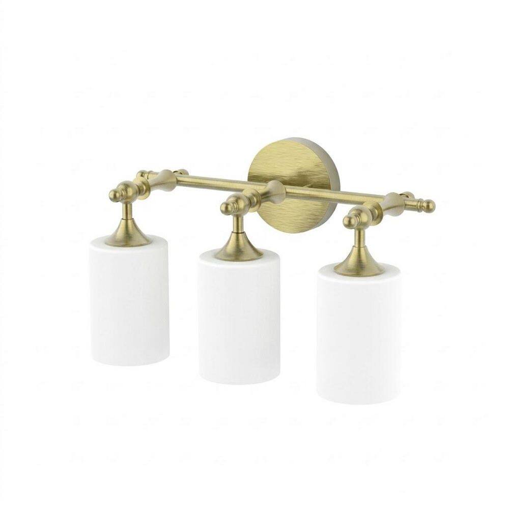 16.8 in. 3-Light Natural Brass Vanity Light with Frosted White Glass Shades price history on PriceWatchPro