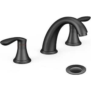 Bathroom Sink Faucet, Faucet for Bathroom Sink, Widespread Matte Black Bathroom Faucet 3-Hole-Bath Accessory Set