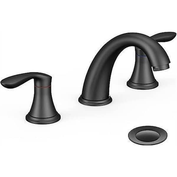 Dyiom Bathroom Sink Faucet, Faucet for Bathroom Sink, Widespread Matte Black Bathroom Faucet 3-Hole-Bath Accessory Set