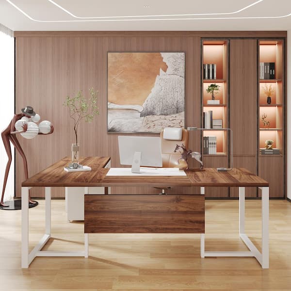 Walnut and white desk discount