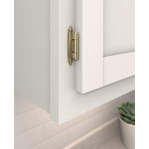 Golden Champagne Variable Overlay Self Closing, Face Mount Cabinet Hinge (2-Pack)