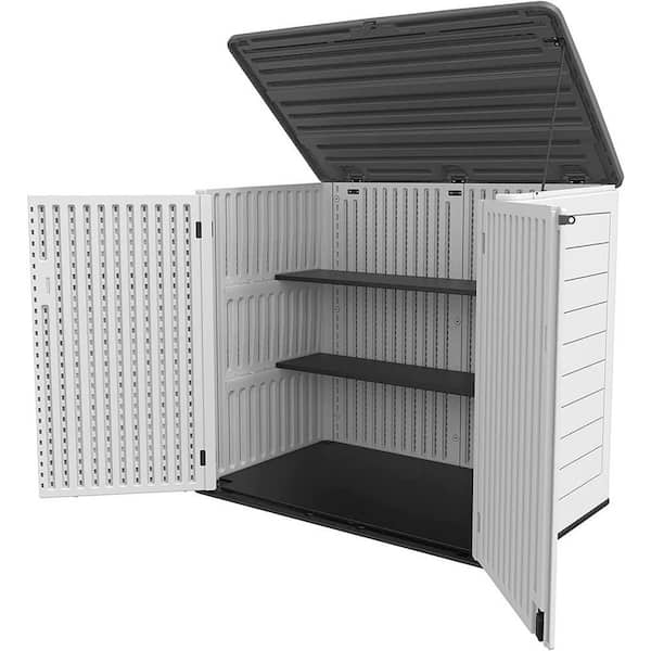 4 ft. 5 in. W x 2 ft. 10.3 in. D x 3 ft. 11 in H Large Plastic Resin Outdoor Storage Cabinet Shed with 2-Shelves