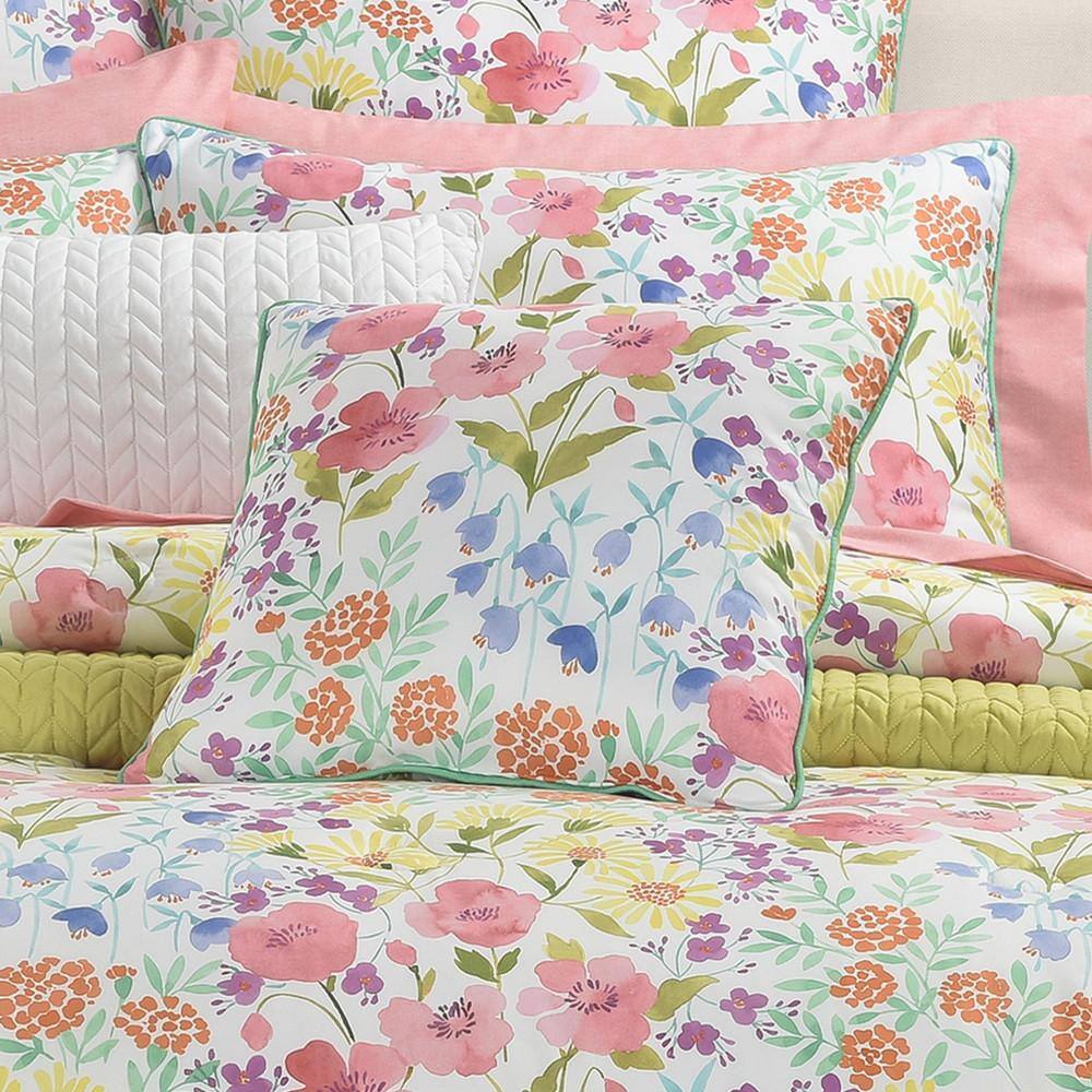 Jules 18" Square Floral Watercolor Throw Pillow