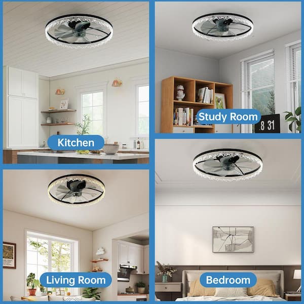 Sunpez 24 in. W Black Ceiling Fan with Remote Control and Light