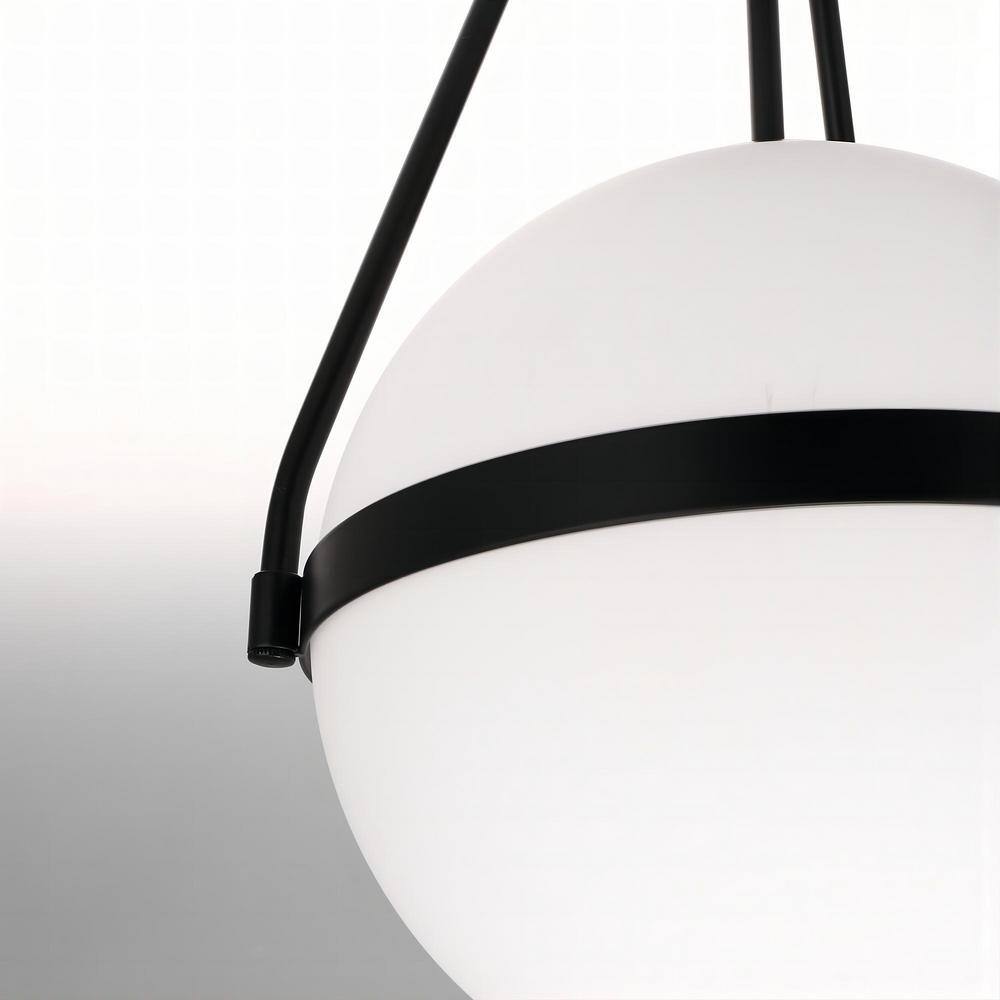Black Metal Globe Ceiling Light with Frosted Glass Shade