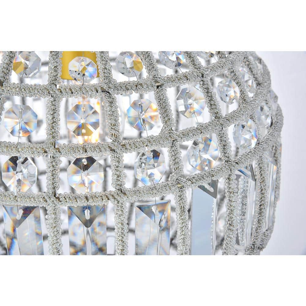 French Gold Crystal Globe Pendant Light with Royal Cut Crystals