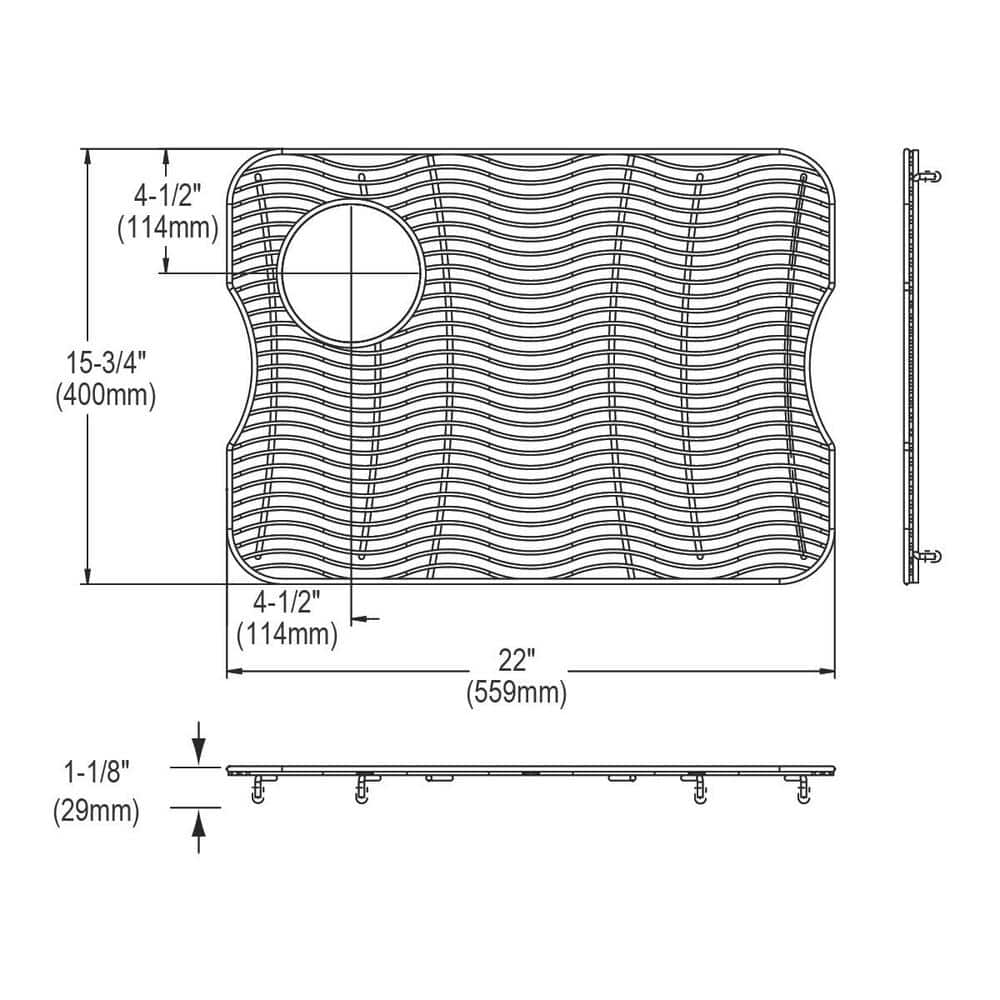 Stainless Steel Sink Grid with Rear Left Drain Opening