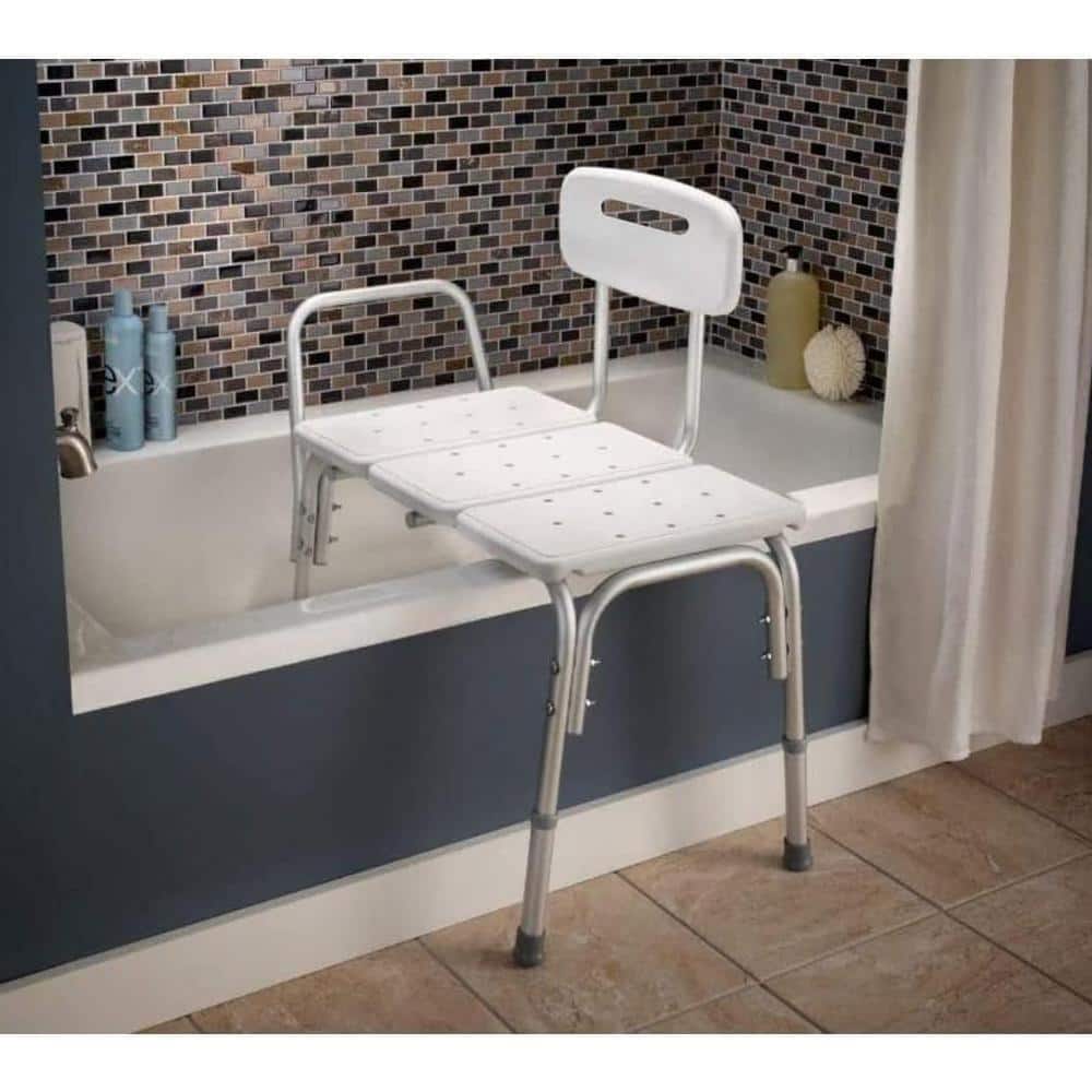 White Adjustable Plastic Bathtub Transfer Bench