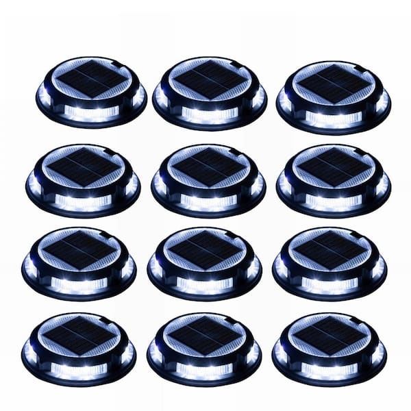 Solar Driveway Lights 12 Pack, 9 Color Options, IP67 Waterproof LED Outdoor Dock and Deck Lights for Pathways