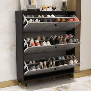 47.2 in. H x 39.4 in. W Gray Wood Shoe Storage Cabinet With 3 Drawers Fits up to 30-Shoes