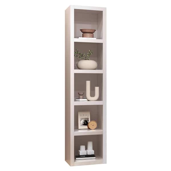 White 91 in. Tall Wooden Bookcase Shelf