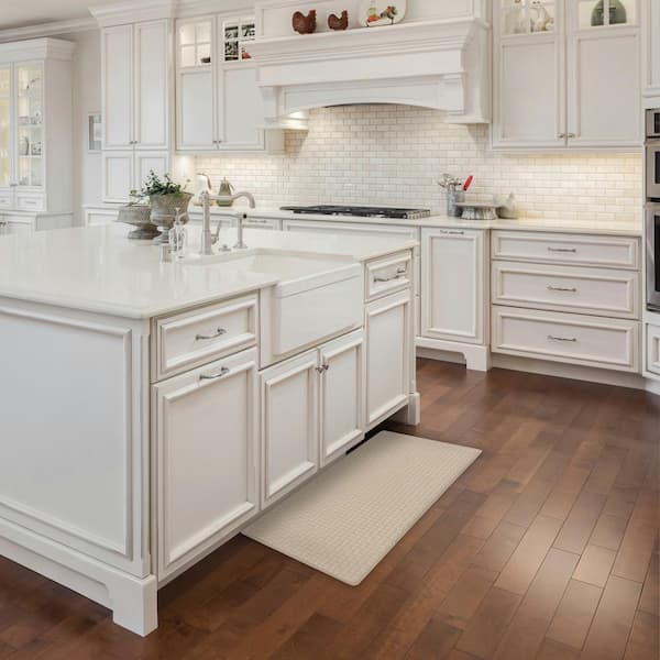 Woven Embossed Faux Leather Tan 20 in. x 39 in. Anti-Fatigue Mat