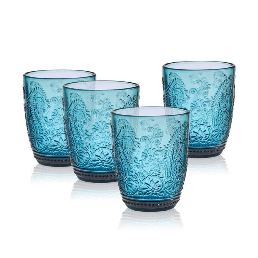 Elle Decor Vintage Drinking Glasses Set Of 4 Bubbled Glass Goblets, Vintage  Style Glassware And Barware, 15-ounce, Blue : Target