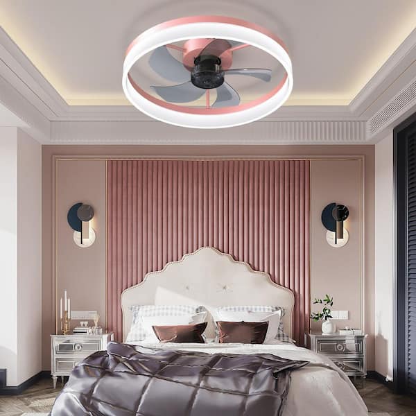 19.7 in. Integrated LED Indoor Pink Ceiling Fan with Remote Control, Adjustable 3 Color Temperature