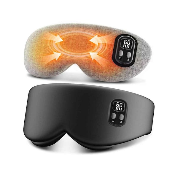 Black Cordless Heated Eye Mask for Dry Eyes Relief and Improved Sleep, 4 Temperature Settings, Timer Shutdown