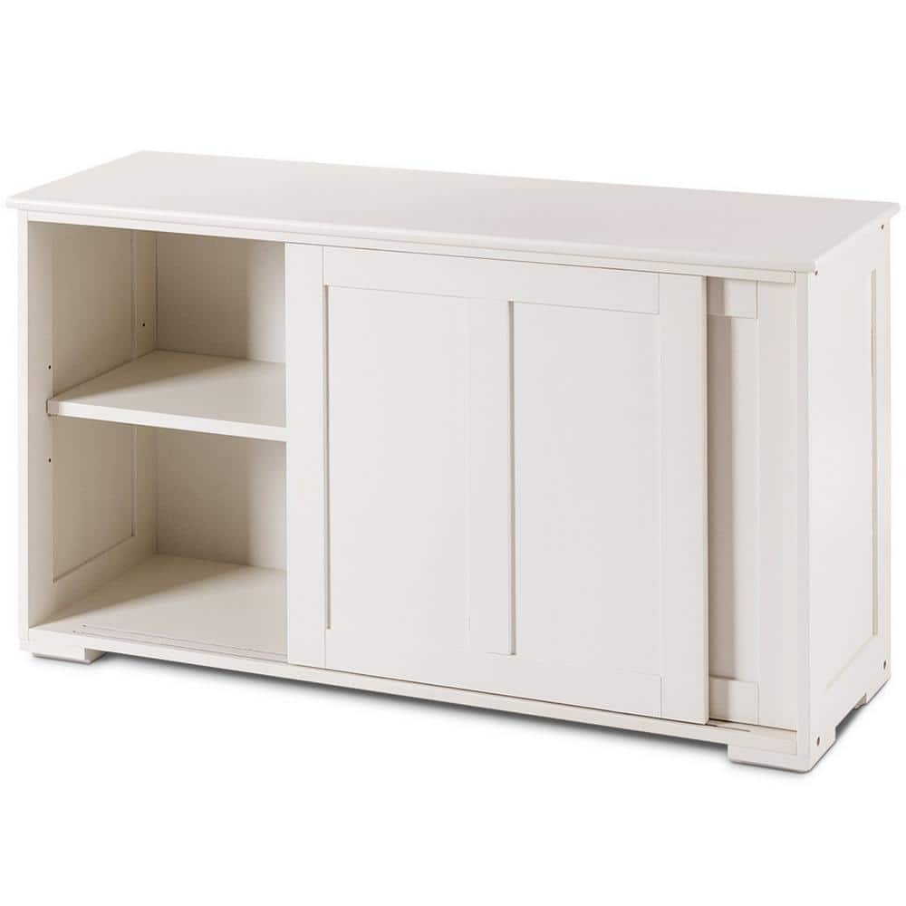 Costway White Kitchen Island with 2-Door Storage Cabinet HW64505 - The Home  Depot