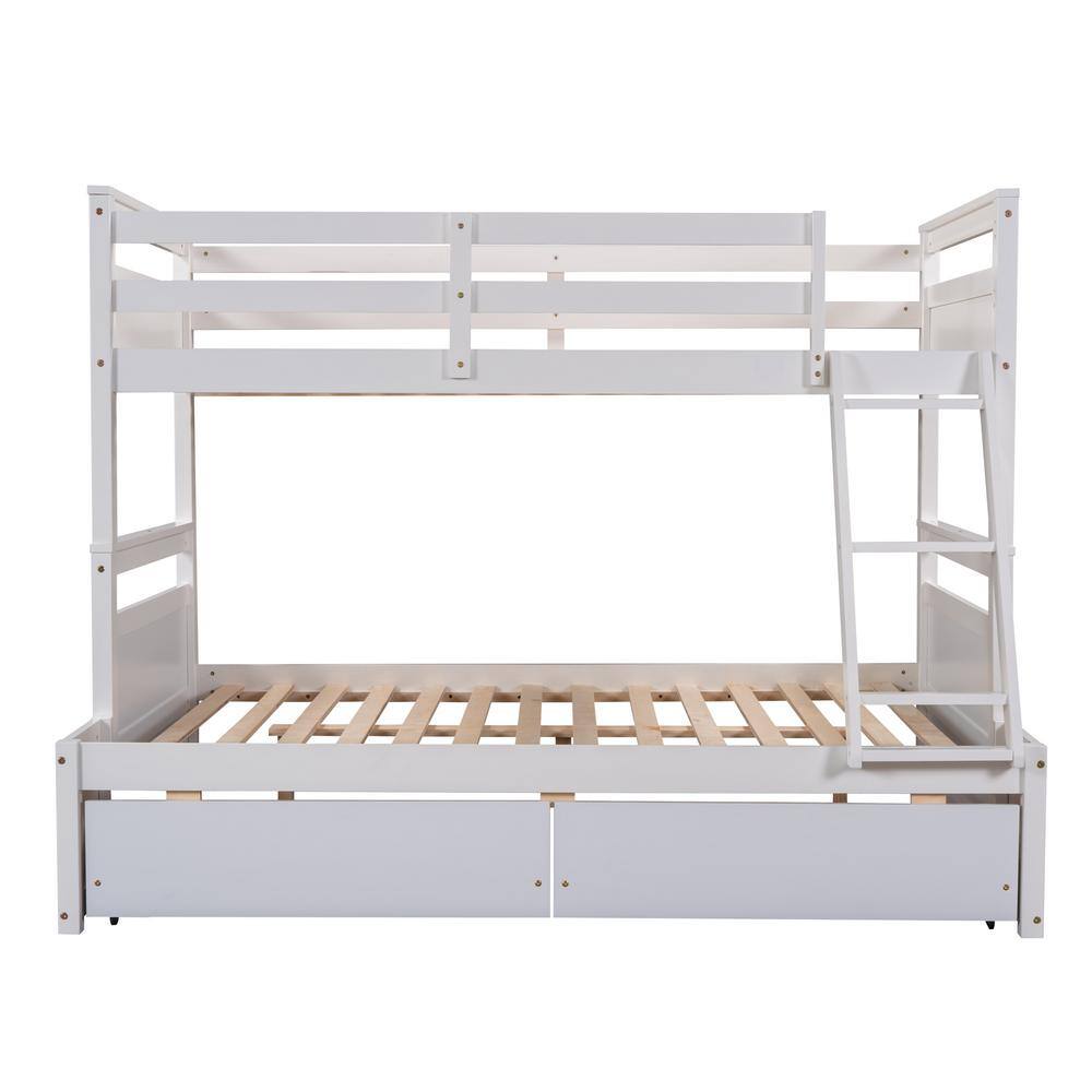 Utopia 4niture Kallie Twin Over Full White Bunk Bed with 2-Drawers ...