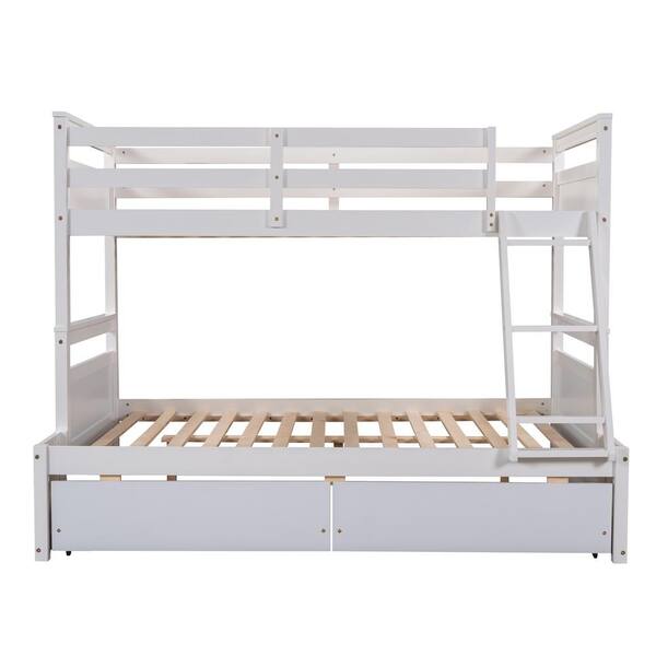 Utopia 4niture Kallie Twin Over Full White Bunk Bed with 2-Drawers ...