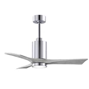Patricia 42 in. LED Indoor/Outdoor Damp Polished Chrome Ceiling Fan with Light with Remote Control, Wall Control