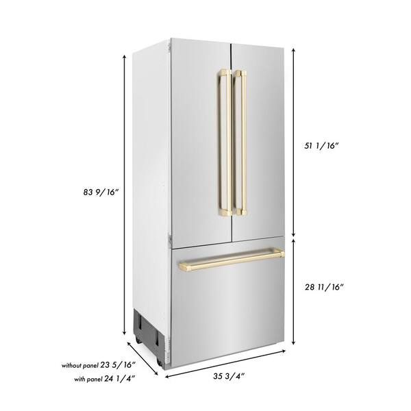 35 inch wide refrigerator with water and ice dispenser