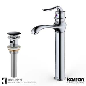 Dartford Single Handle Single Hole Vessel Bathroom Faucet with Matching Pop-Up Drain in Chrome