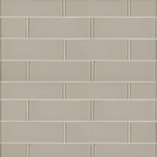 MSI Take Home Tile Sample - Snow Cap White 3 in. x 9 in. x 8mm Glass Wall Tile - 3 in. x 9 in