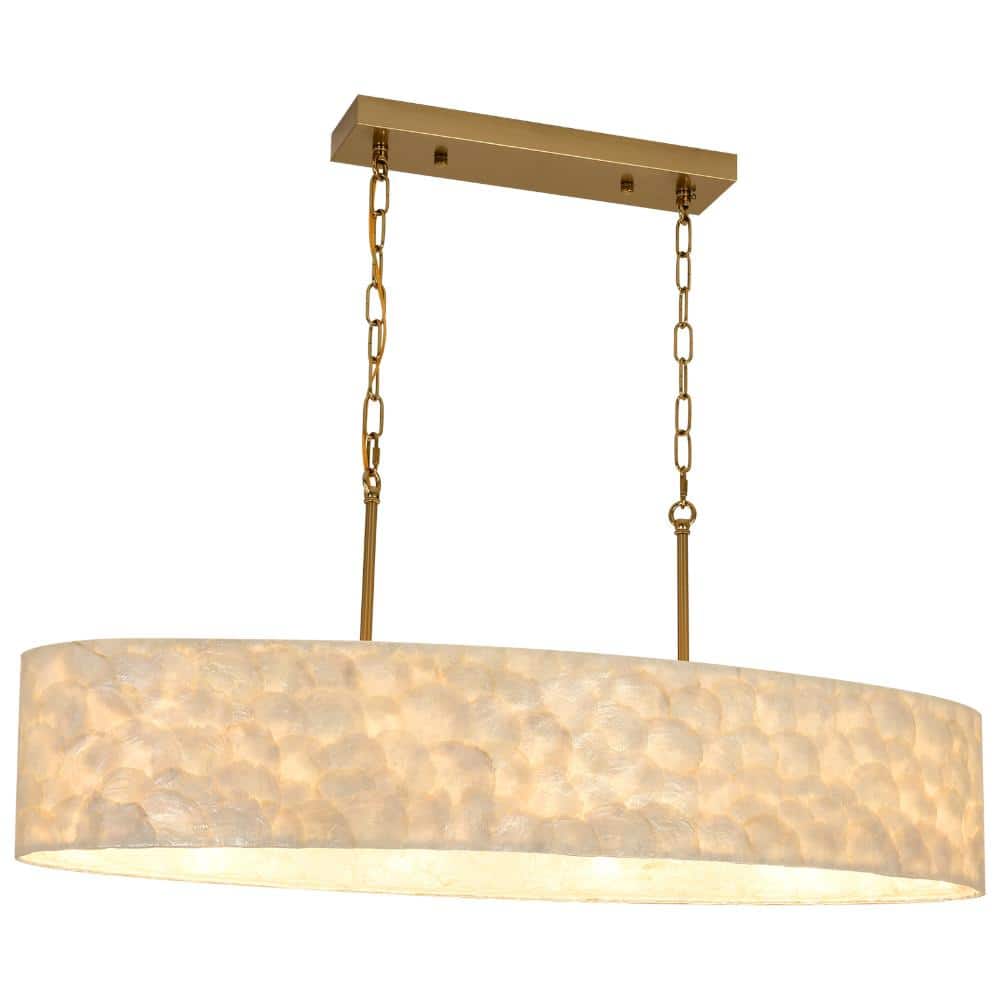5-Light Natural Capiz Shell Drum Chandelier for Kitchen Island, Dining Room, Living Room price history on PriceWatchPro