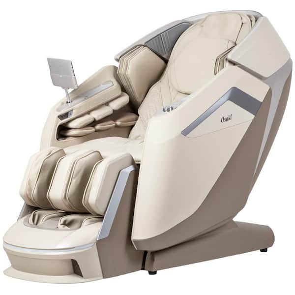 Apex Duo AI Series Taupe Faux Leather Reclining 5D Plus 4D Massage Chair Smart Pressure Rollers Heated Lumbar, SL Tracks