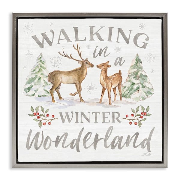 Stupell Industries Winter Wonderland Snow Scene by Silvia Vassileva 1 Piece Floater Frame Graphic Print Animal Art Print 18 in. x 18 in.