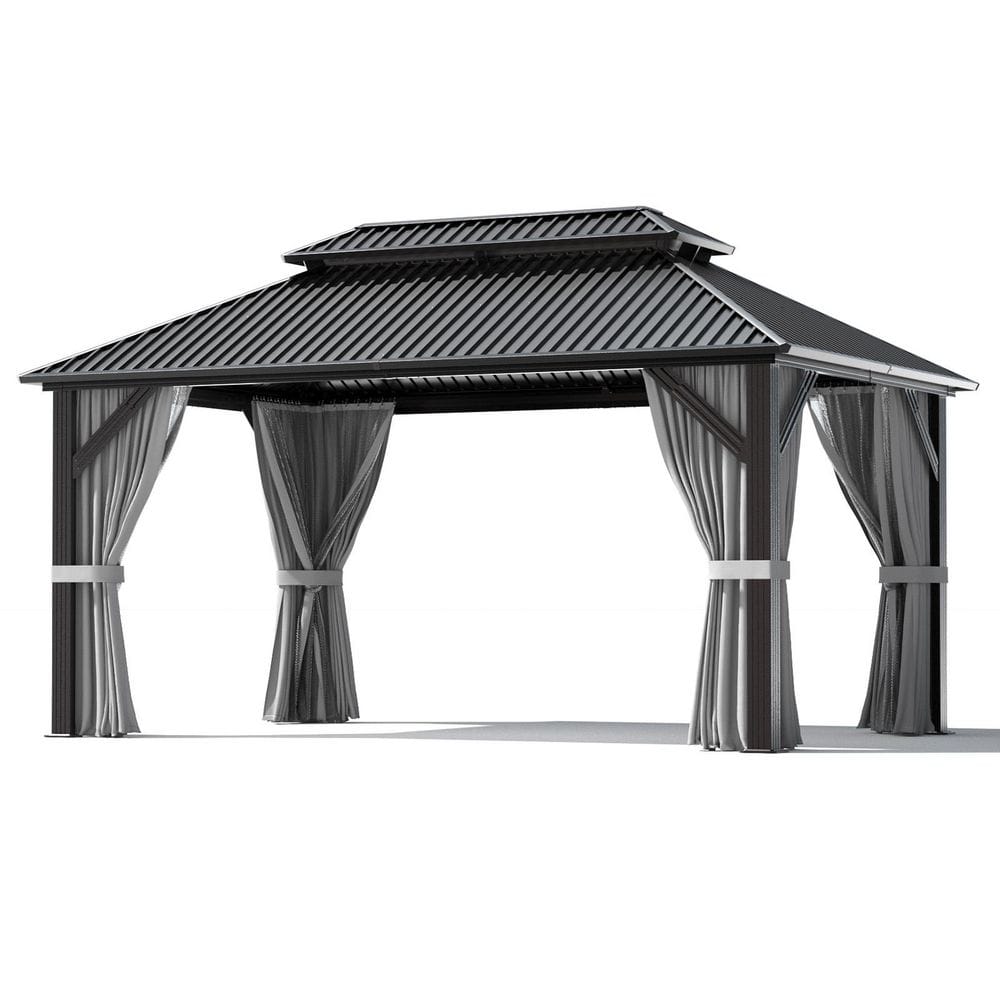 AirWire 14 ft. W x 10 ft. D Aluminum Hardtop Gazebo-Galvanized