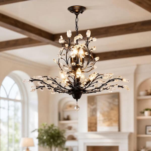Genoci 8-Light Black Dimmable Empire Chandelier for Living Room