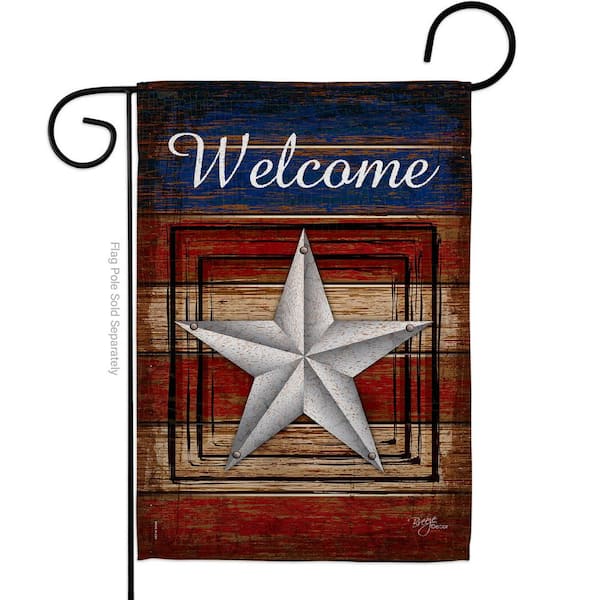 Breeze Decor 13 in. x 18.5 in. Welcome Vintage Star and Stripes Garden Flag 2-Sided Patriotic Decorative Vertical Flags