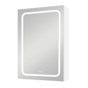 20.1 in. W x 30 in. H Rectangular LED Bathroom Surface Mounted Medicine Cabinet with Mirror White Left Open